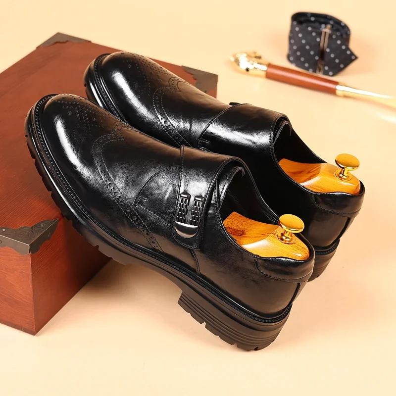 Модные весенние туфли-оксфорды в британском стиле, мужские деловые туфли-дерби на толстой подошве, высококачественные и удобные свадебные туфли с круглым носком