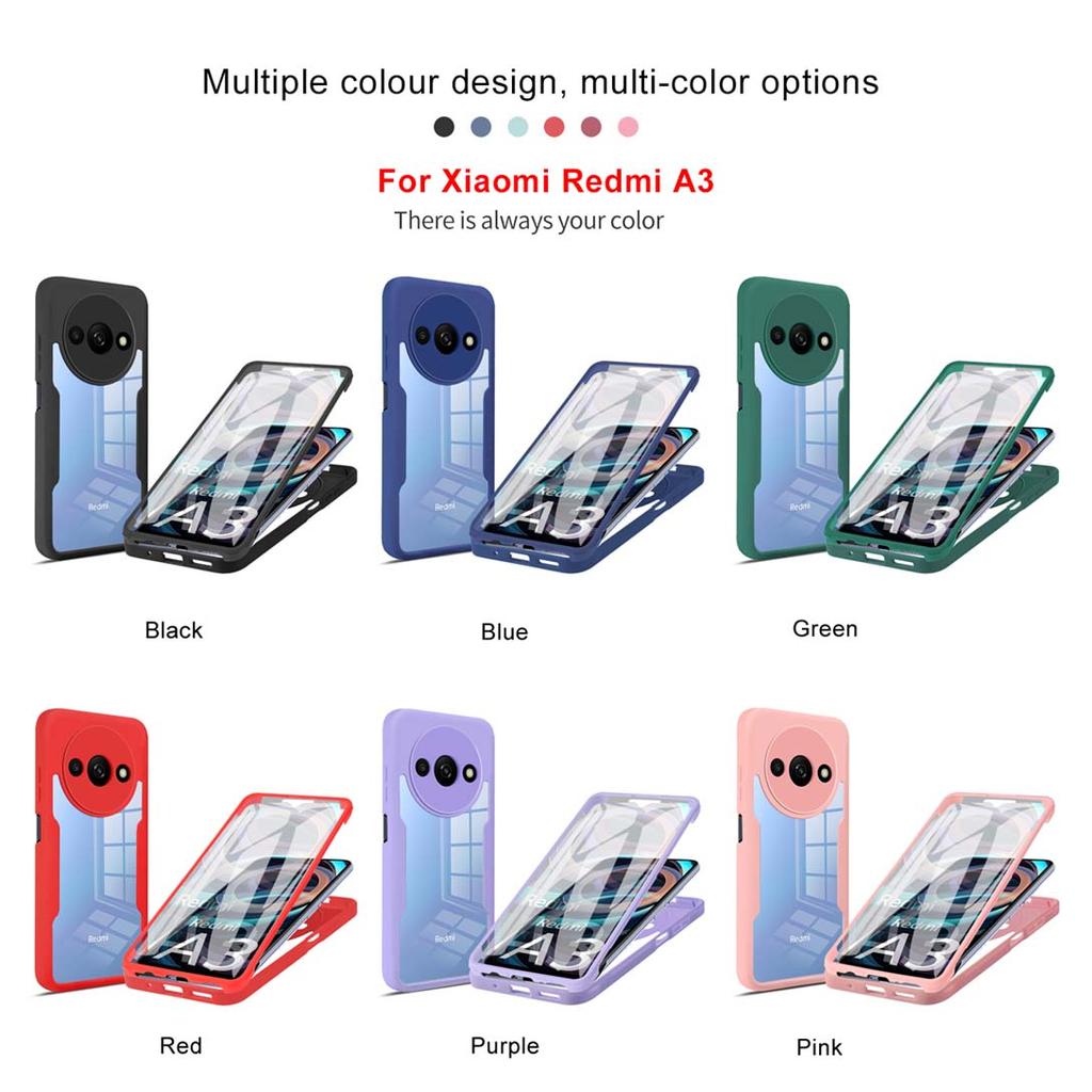 Для Redmi A3 Xiaomi 360 Чехол для телефона Полная защита Протектор экрана Защита объектива камеры Бампер Чехол Funda