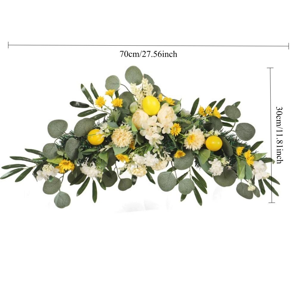 Весна Лето Цветочная гирлянда Искусственные цветы Гирлянда с лимоном для входной двери Желтый пион Зеленые листья для свадебной арки Стена передняя дверь Домашний декор