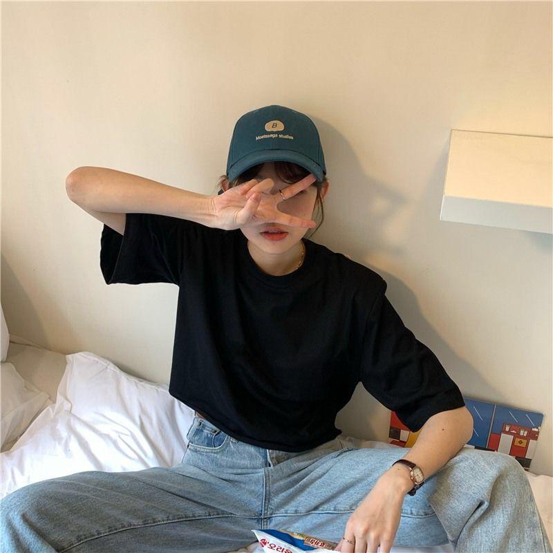 VAYLA Short Sleeve T-shirts Women Solid Cropped Tops Sexy Stylish Harajuku Streetwear Girls Cool Loose All-match Korean Style Casual