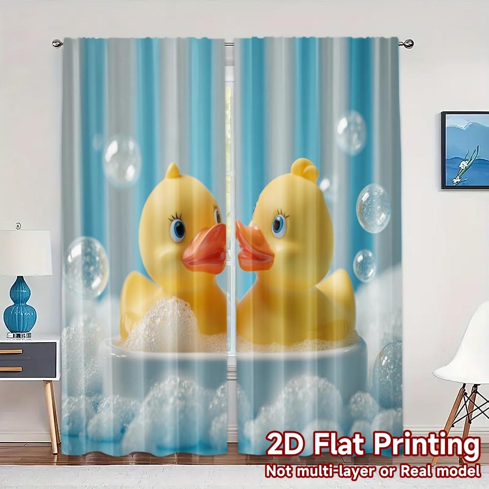 2 шт., Шторы с плоской 2D-печатью (Без Рода) BubbleDucks Популярные Модные Шторы Прочные Полиэстеровые Шторы Праздничные