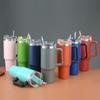 New 40Oz With Handle Stainless Steel Travel Cup Outdoor Car Handle Cup With Straw Car Heat Preservation Cold Insulation