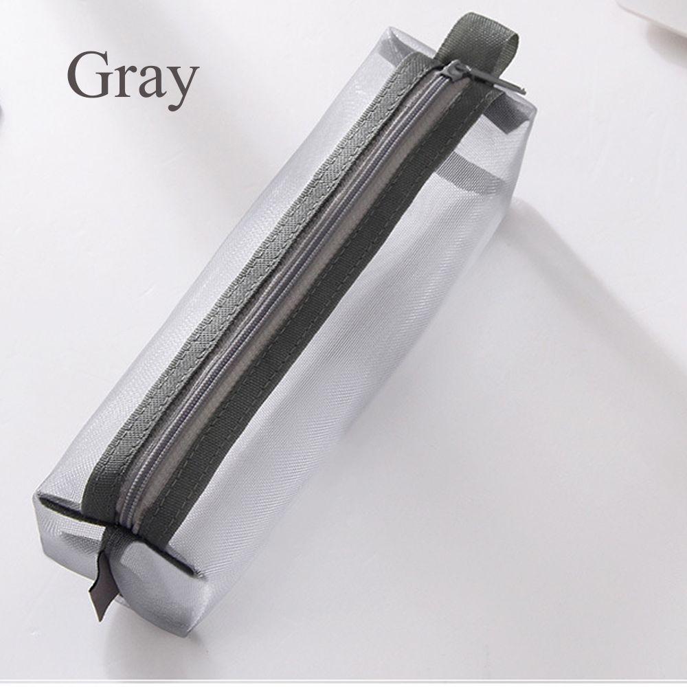 Makeup Handbags Stationery Transparent Grid Mesh Pen Bag Zipper Pencil Case Cosmetic Storage