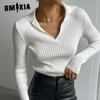 Women's POLO Collar Knitted Jumper Autumn and Winter Temperament Commuting Slim Pit Stripes Bottoming Pullover Jumper