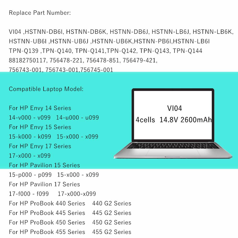 Аккумулятор для ноутбука HP HSTNN-LB6K V104 VIO4 K2N94PA L1L26PA Для Envy 15 k229tx ProBook 440 G2 Для Pavilion 15-p003ax