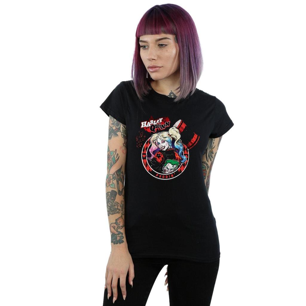 DC Comics Womens/Ladies Harley Quinn Joker Patch Cotton T-Shirt