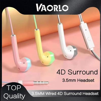 VAORLO Проводная гарнитура 3,5 мм 4D Surround Music HiFi Bass с микрофоном Удобные наушники-вкладыши для мобильного телефона