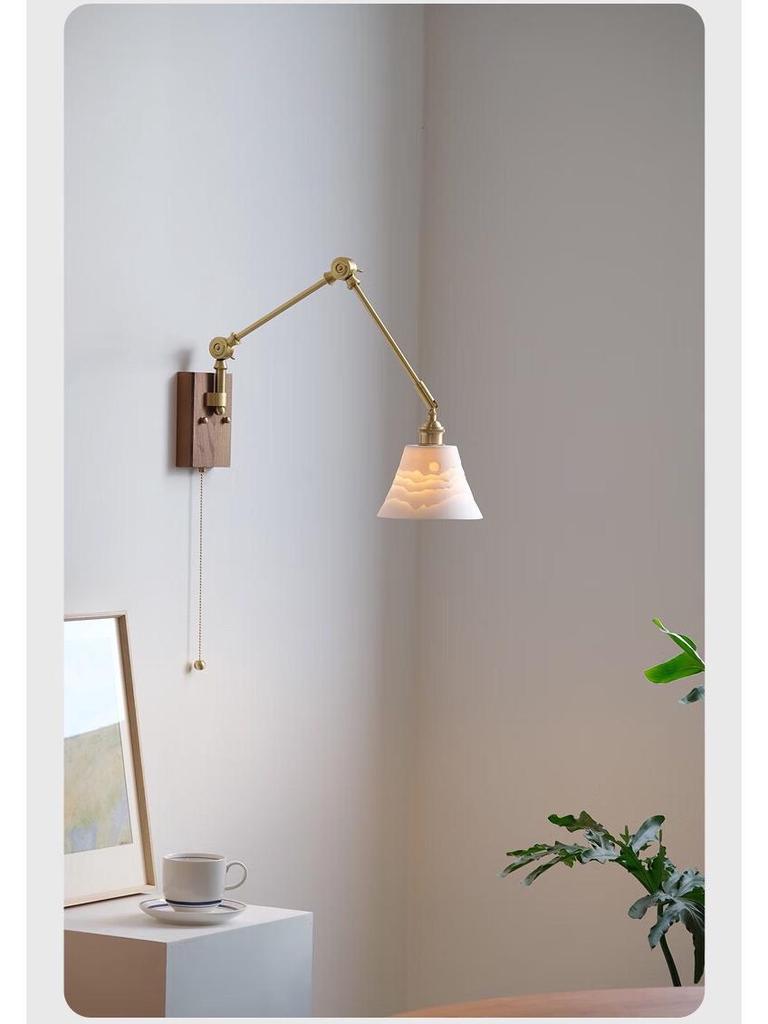 Used Copper French Retro Wabi-Sabi Style Swing Arm Wall Sconce for Bedroom or Living Room.