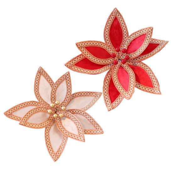 Искусственные Рождественские Цветы Бархатные Цветы Украшения для Украшения Рождественской Елки Праздничное Домашнее Оформление и Подарки Ручной Работы