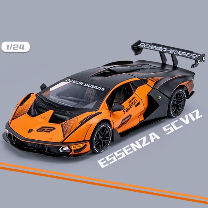 1/24 Lamborghini Essenza SCV12 сплава спортивная модель автомобиля литые металлические игрушечные транспортные средства коллекция моделей автомобилей имитация звука света детский подарок