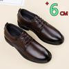 Big Size 35-47 Genuine Leather Dress Shoes Hidden Heels Elevator Shoes 6CM Height Shoes For Unisex Business Formal Wedding Shoes