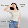 Women's Tencel Ribbed Slim Fit U-Neck Summer Top - Breathable, Cool, Short-Sleeve Y2K Style