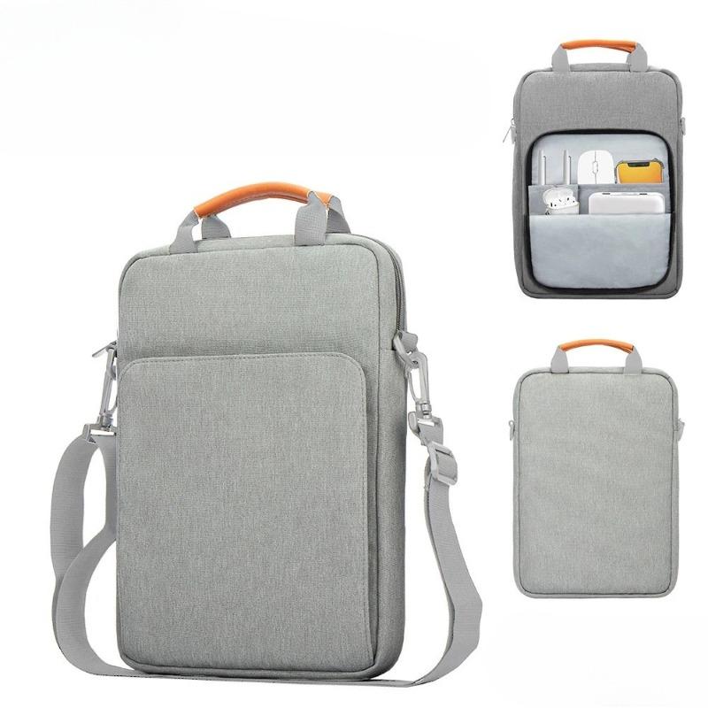 14 Inch Vertical Laptop Bag with Flat Inner Compartment - Waterproof Padded Shoulder Bag, Multi-Functional Storage Organizer