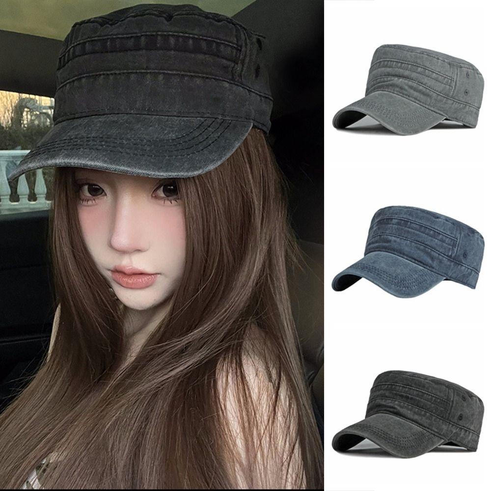 Vintage Flat Top Hat Y2k Peaked Cap Retro Visor Hat Outdoor