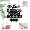 2D Flat 1pc Vintage Shop Signage Hanging Aluminium Decoration Plaque, "Negocio Es Bendecido Porque Mi Socio Es Dios" Lettering Sign, Office Decor