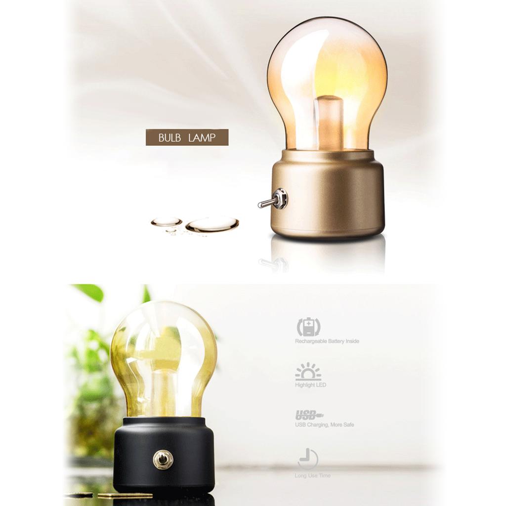 Vintage Light Bulb Night Light Energy-saving Bulb Lamp Retro Table Lamp Bedside Desk Lamp Metal