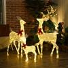 Reindeer Family with Red Bows, 283 LEDs, Christmas Lights, Weatherproof, Silver