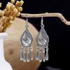 BLINGBAY Women's Earrings, Ethnic Style Drop-shaped Long Metal Tassel Earrings, Simple And High-end Accessories, Retro Colorful Feather Jewelry