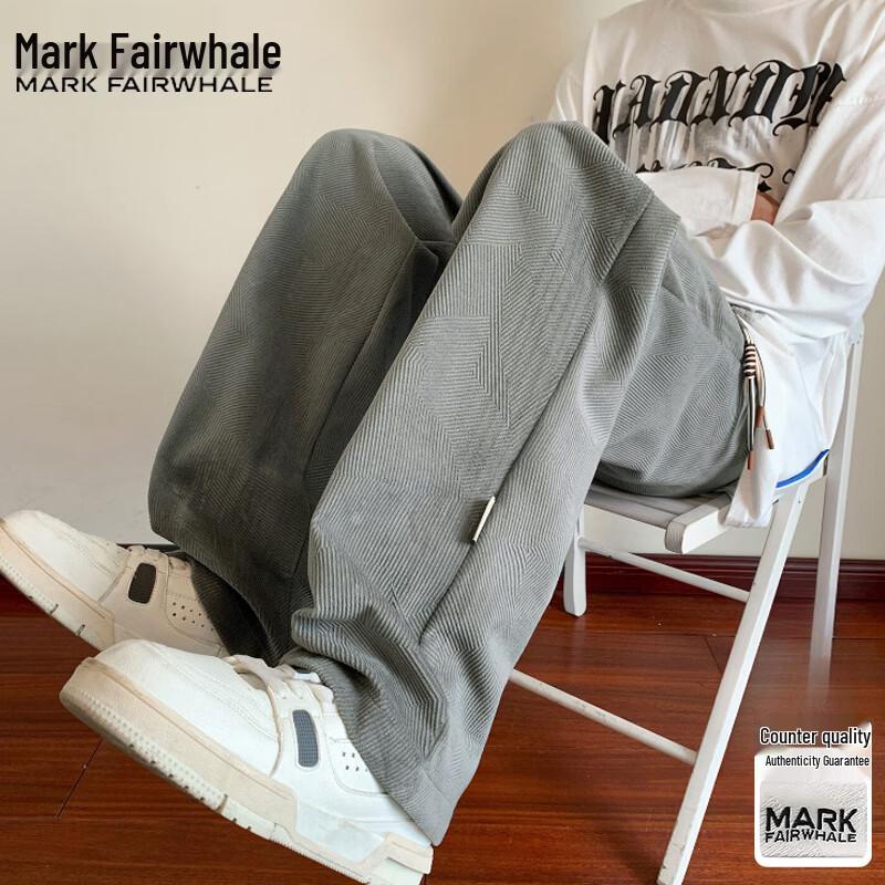 Mark Fairwhale Мужские свободные прямые повседневные брюки