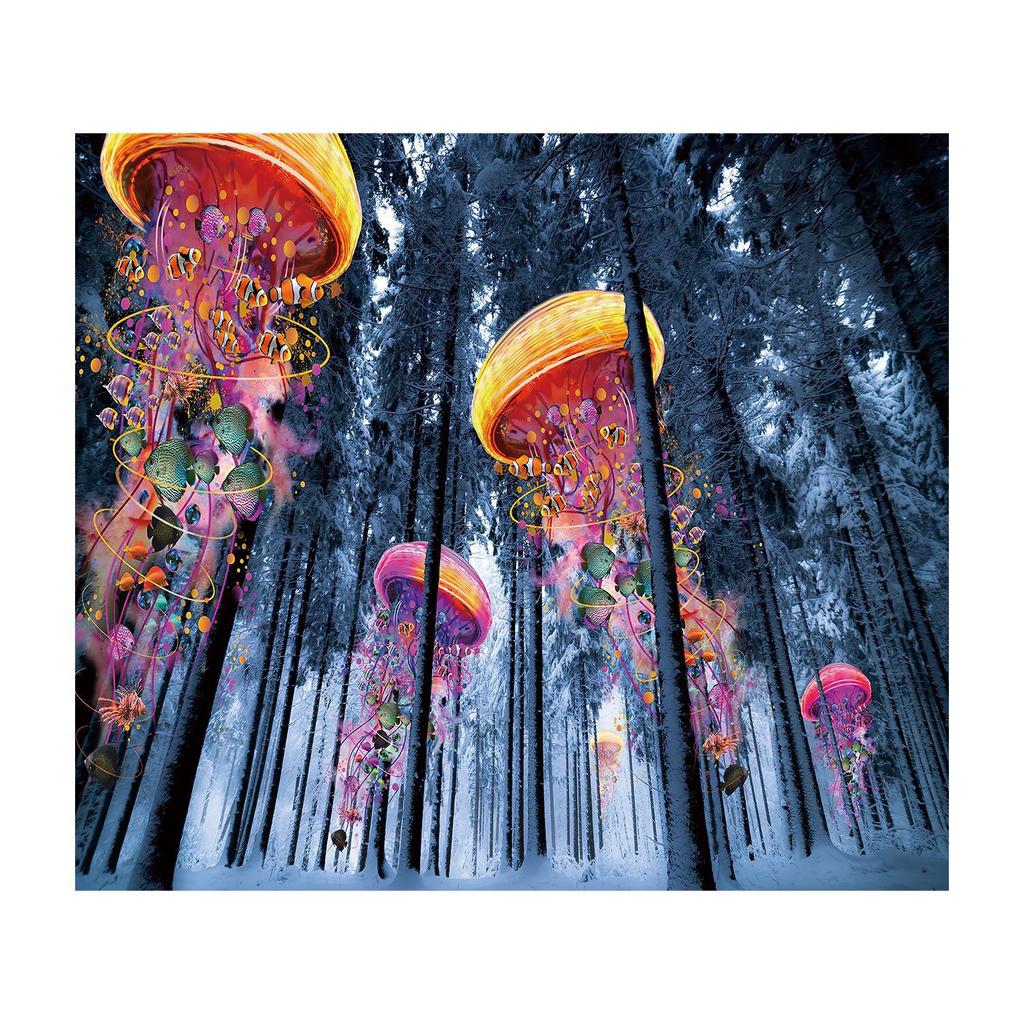 Комната трансформирует фоновую ткань с изображением медузы, чтобы украсить фоновую картину, чтобы повесить ткань на стену