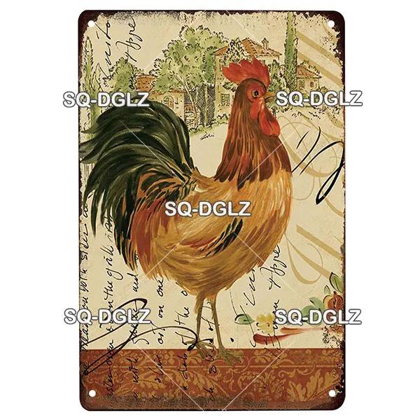 Chicken Zone Metal Sign Vintage Metal Plaque Plates Decor For Pub Bar Garden Wall Decor Tin Signs Fresh Eggs Poster