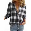 Осень и Зима Женская Новая Клетчатая Рубашка с V-образным вырезом Модная Повседневная Рубашка на Пуговицах