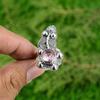 Round Natural Pink Topaz Statement Wife Flower Elegant Ring 925 Sterling Silver