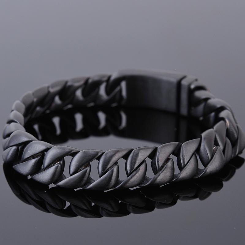 Браслет из матовой черной нержавеющей стали для мужчин, винтажный, мужской, матовая 12-миллиметровая панцирная цепь, мужские ювелирные аксессуары