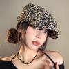 Винтажная красотка леопардовый принт кепка вперед женская осень и зима нишевая шапка y2k шляпа с глубокими полями женская
