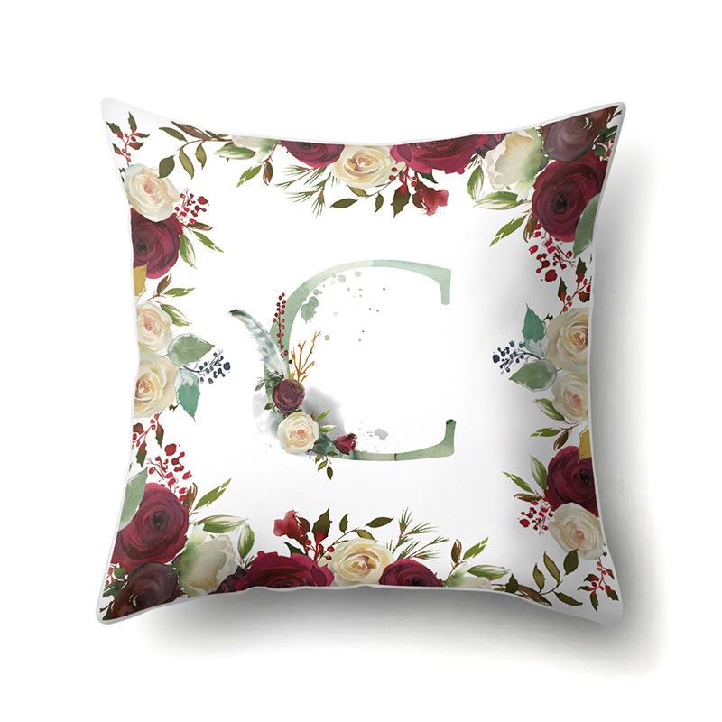 Полиэстеровая наволочка Американский Ретро Цветок Растение 26 Английских Букв Наволочка для Подушки Автомобильная Наволочка