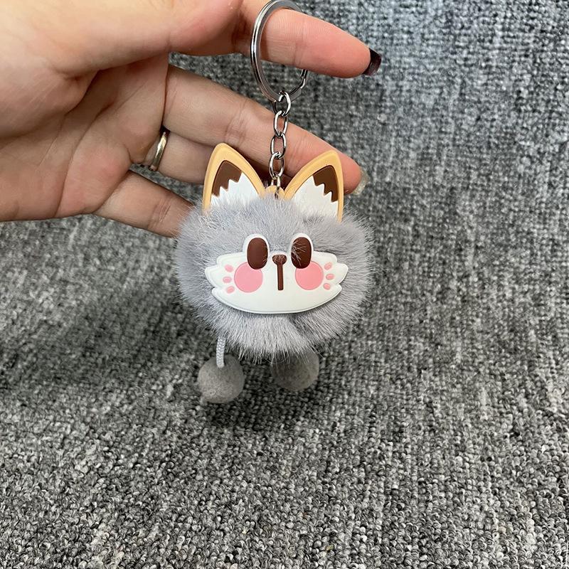 Cartoon Plush Lucky Cat Toy Keychain Cute Bag Charms Car Keyring Pendant Accessories For Women Couples Kawaii Gift