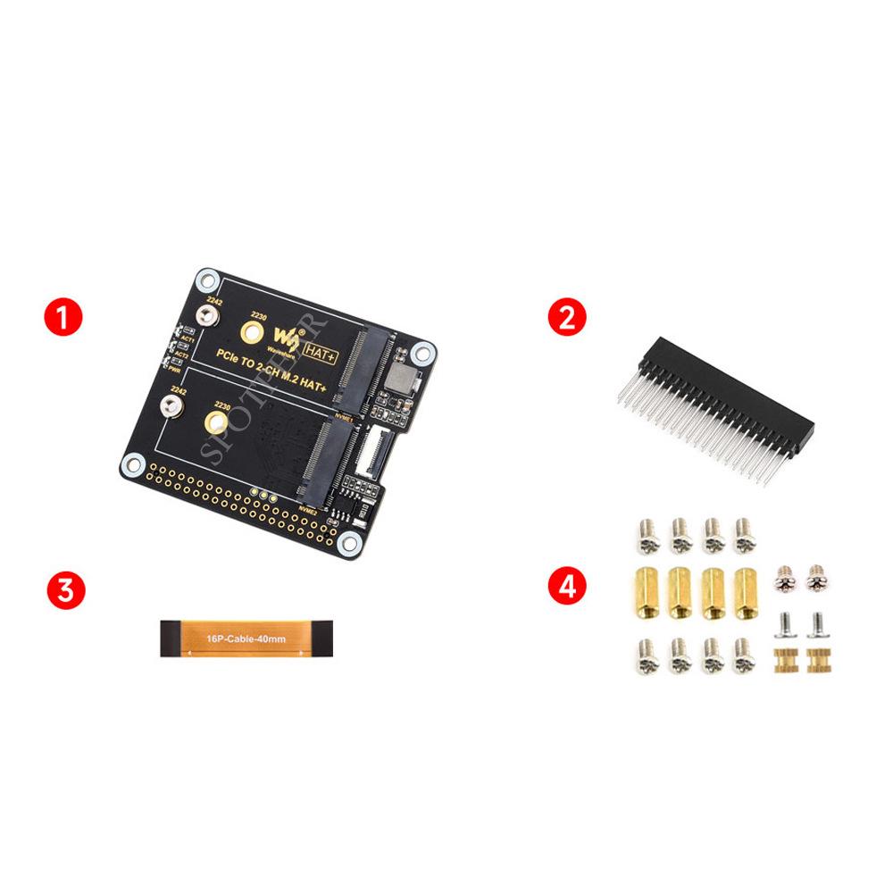 Raspberry Pi 5 Dual SSD Expansion Board - PCIe To M.2 NVMe Adapter 2CH-M.2-HAT+