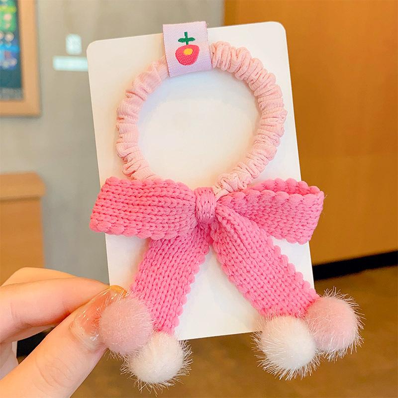 1 шт., милые плюшевые маленькие шарики с вязаным бантом для девочек, детские эластичные ленты для волос, детские резинки для волос, аксессуары для волос принцессы, детские головные уборы