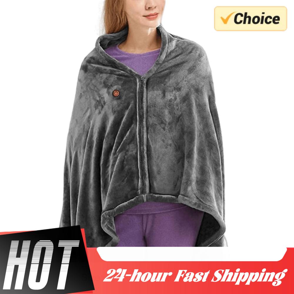 USB Электрическое Одеяло с Подогревом 3 Уровня Нагрева Флисовое Электрическое Одеяло Обогреватель для Тела Носимый Портативный Нагревающий Наплечник