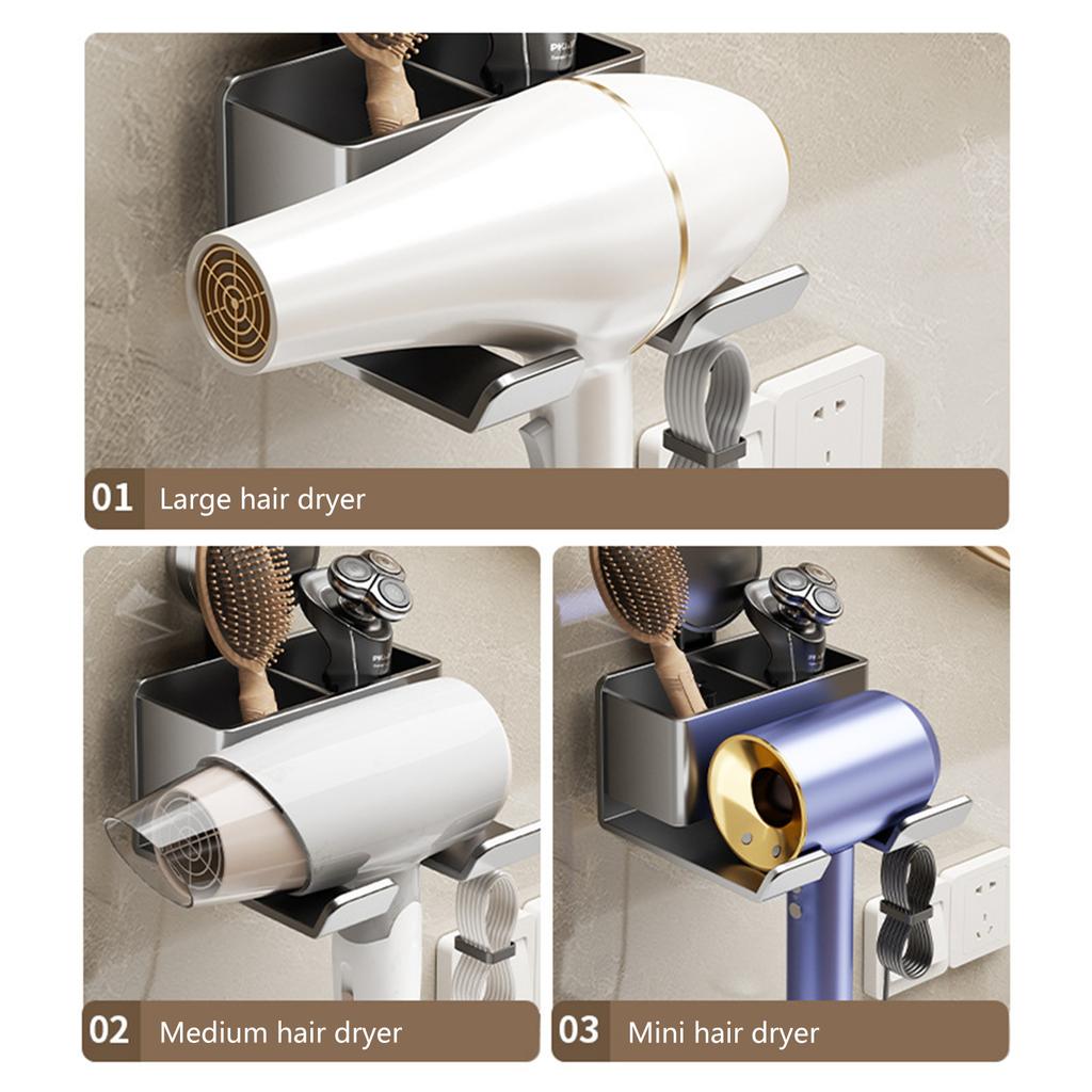 Настенный держатель для фена без сверления, держатель для фена для ванной комнаты, присоска, стойка для хранения фена, долговечный