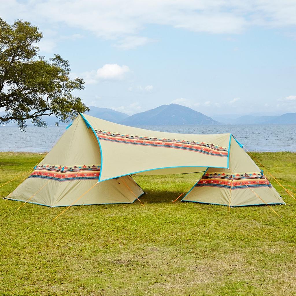 LOGOS Navajo Bridge Hex Tarp Family Tarp Flame Retardant Set-BB 71806509, Tent,
