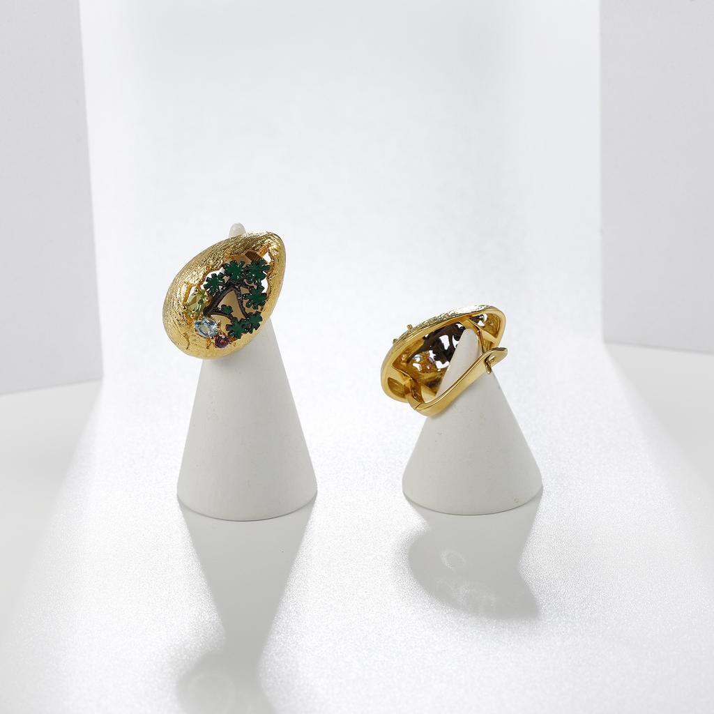 Оригинальные дизайнерские серьги с драгоценными камнями в природном стиле, высококачественные серьги в стиле ретро из серебра 925 пробы с драгоценными камнями натурального цвета