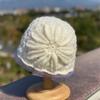 Artistic Hollow Toe Cap Lace Flower Basin Hat Fashionable Knitted Woolen Hat  Women