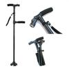 Folding Trekking Poles Double Handle Walking Sticking With Flashlight Telescopic Baton Crutches For Elderly People Trusty