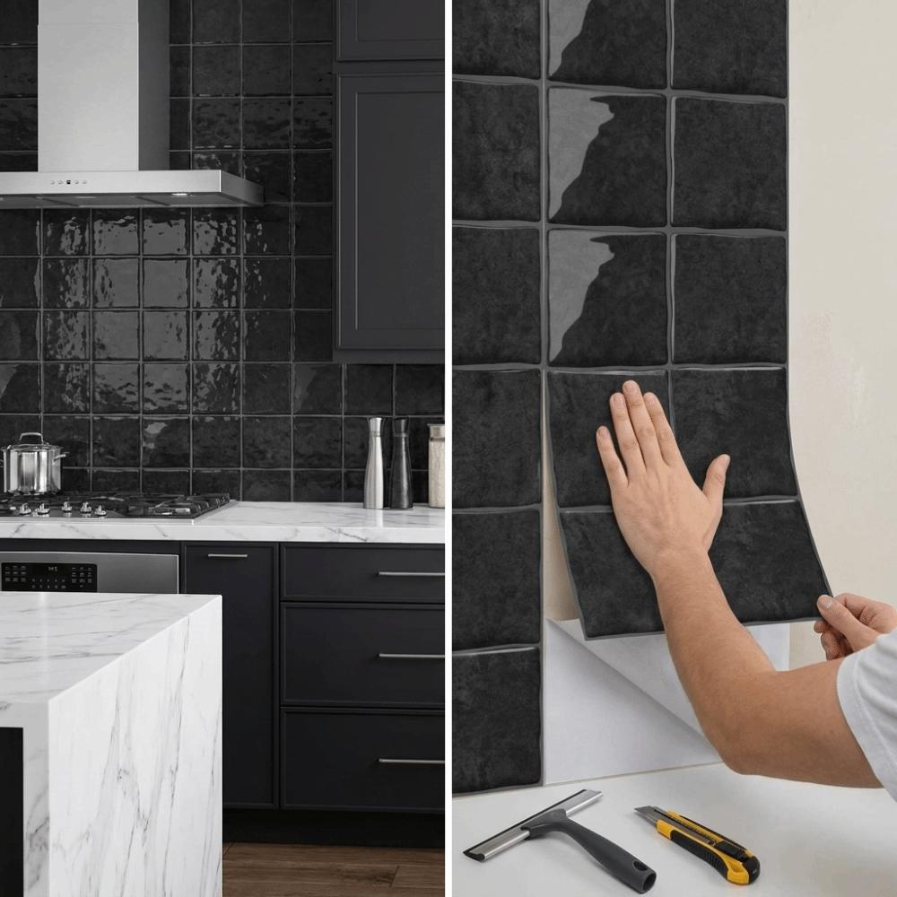 Lightweight Self-adhesive wallpaper Waterproof DIY Backsplash Tiles Indoor Decoration