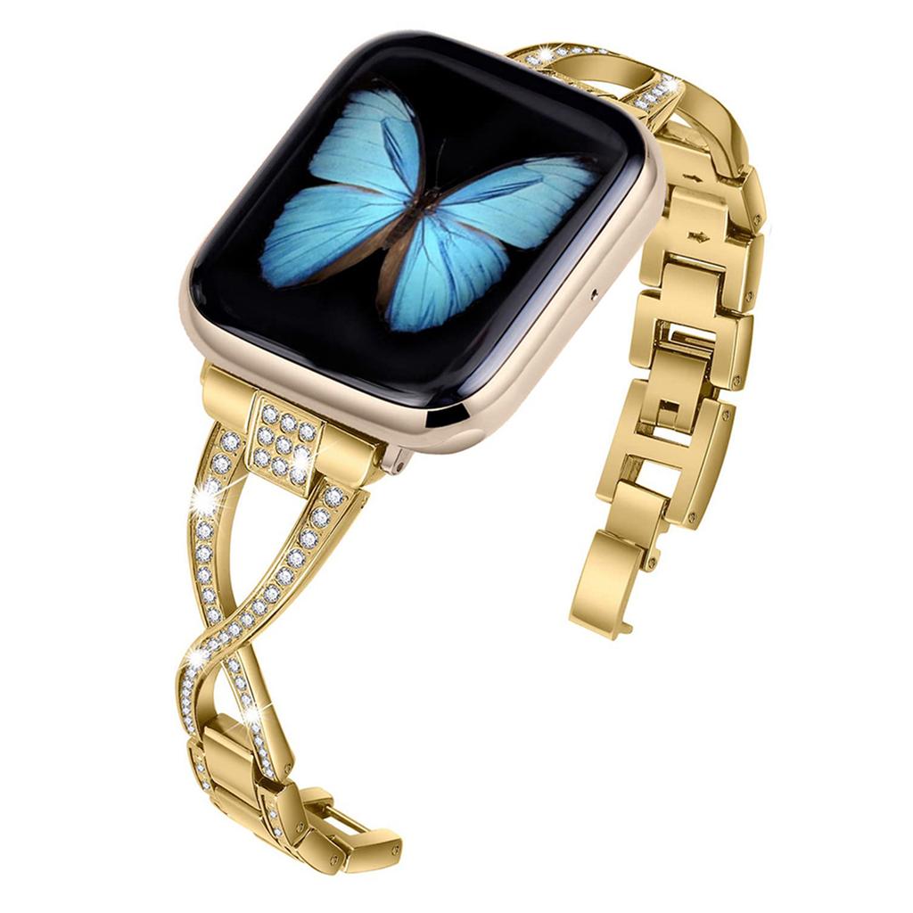 KALEBOL Cross Watch Band for Apple Watch Series 10 9 8 7 SE 6 5 4 3 2 1 42mm 41mm 40mm 38mm Rhinestone Zinc Alloy Wrist Strap