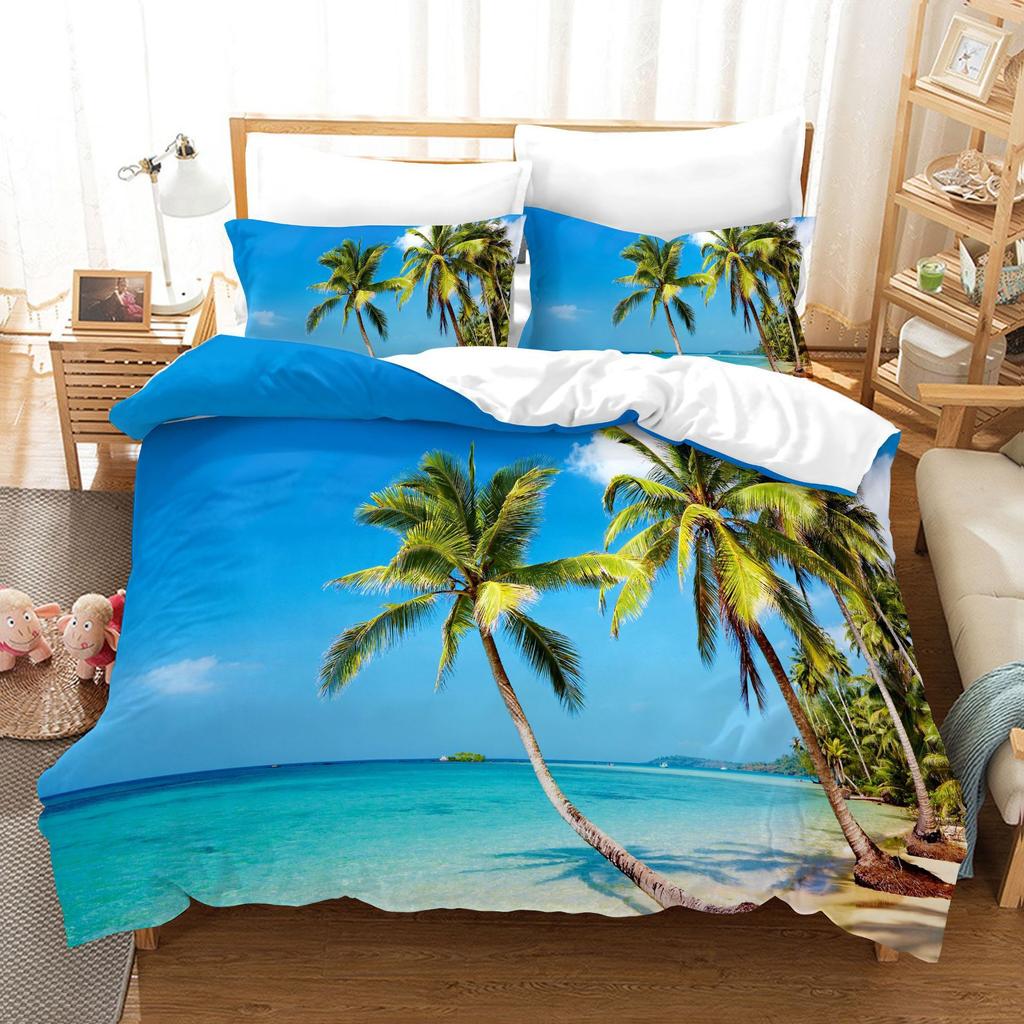 3D Digital Bedding Three-Piece Quilt Cover Landscape