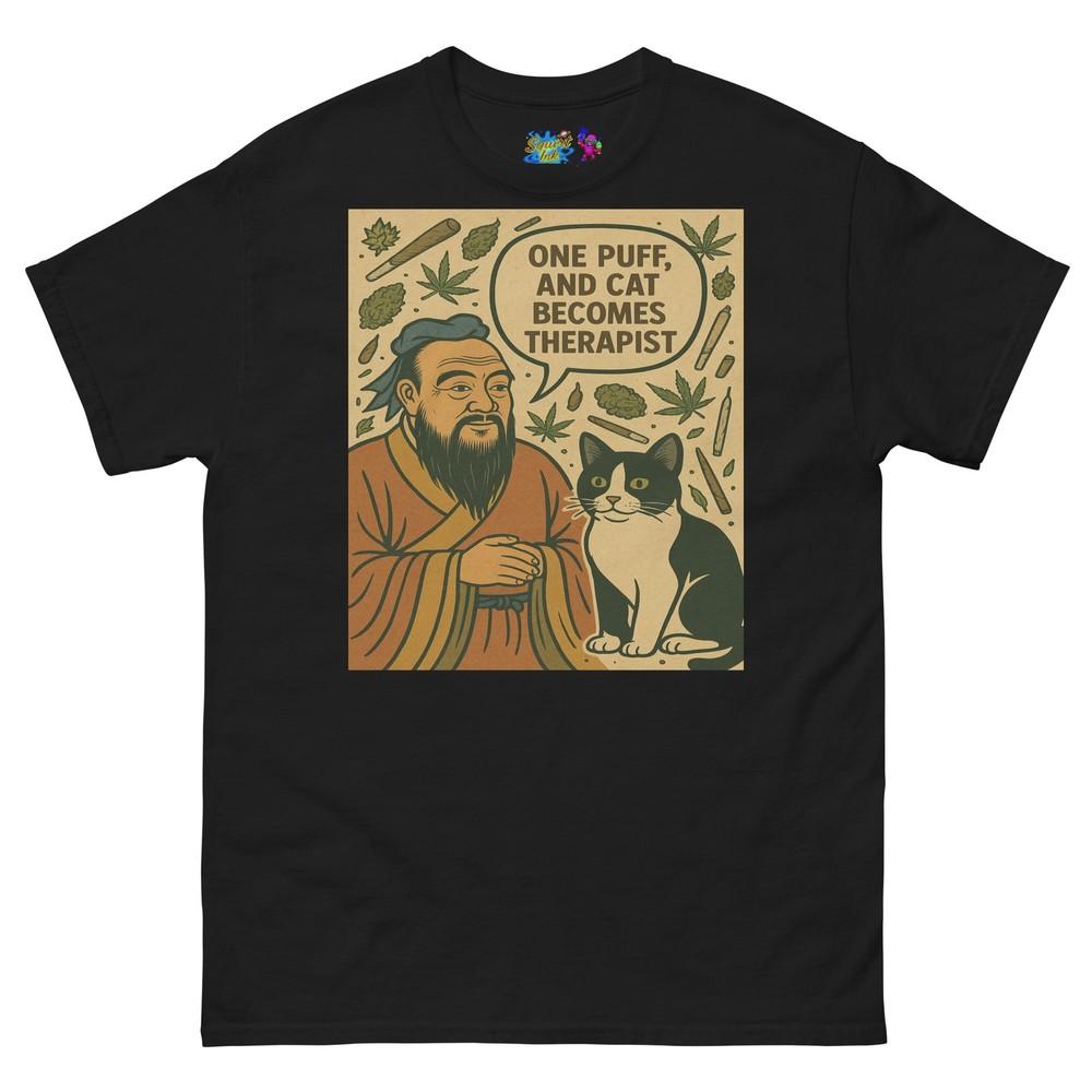 Лапы и Философия Конфуций Кот Трава Футболка