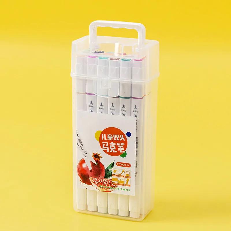 18 цветных маркеров для рисования манги, ручка для эскизов, фломастер, масляная двойная кисть для рисования, школьные канцелярские принадлежности для рисования