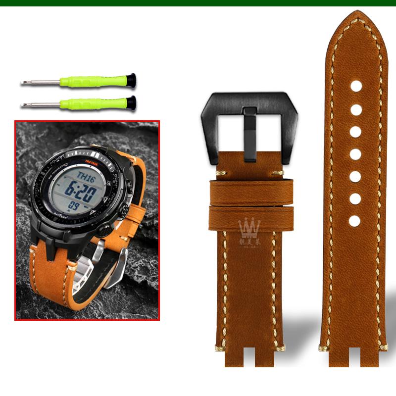 Классический ретро-ремешок из натуральной телячьей кожи для часов Casio ProTrek PRW3000/3100/6000/6100Y PRG300 Series Bracelet Watch Accessories