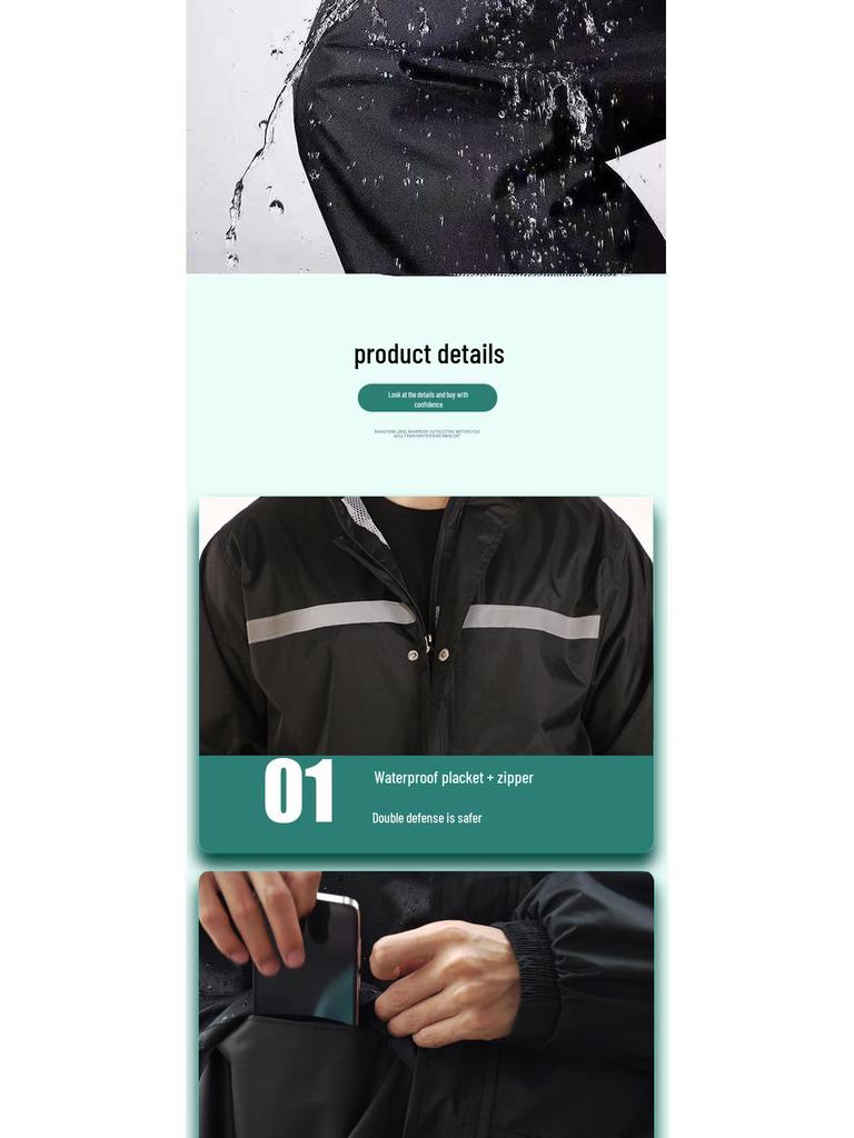 Мужской светоотражающий дождевик и брюки: Защита от сильного дождя для велоспорта/мотоспорта на открытом воздухе, раздельный стиль.