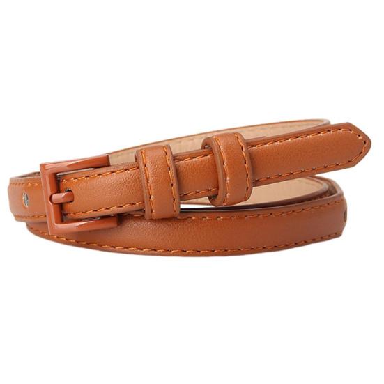 Women Thin Pants Belt Solid Color Faux Leather Waistband Adjustable Length Multi Holes Design Jeans Belt