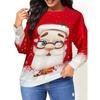 Christmas Santa Print Pullover Sweatshirt, Casual Long Sleeve Crew Neck Sweatshirt For Fall & Winter, Women's Clothing