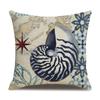 Linen Pillowcase Hand-painted Marine Cotton Linen Coral Seahorse Starfish Octopus Home Soft Furnishing Cushion Cover