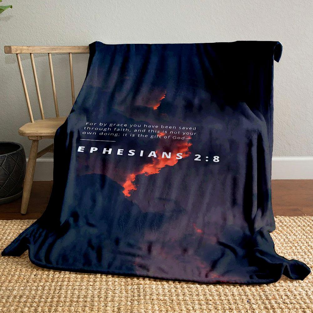 Ephesians 2:8 Scripture Cloud Print Blanket Printed Blanket for Living Room Bed Couch lunch break Soft Cozy Blanket for Friend's festival Gift